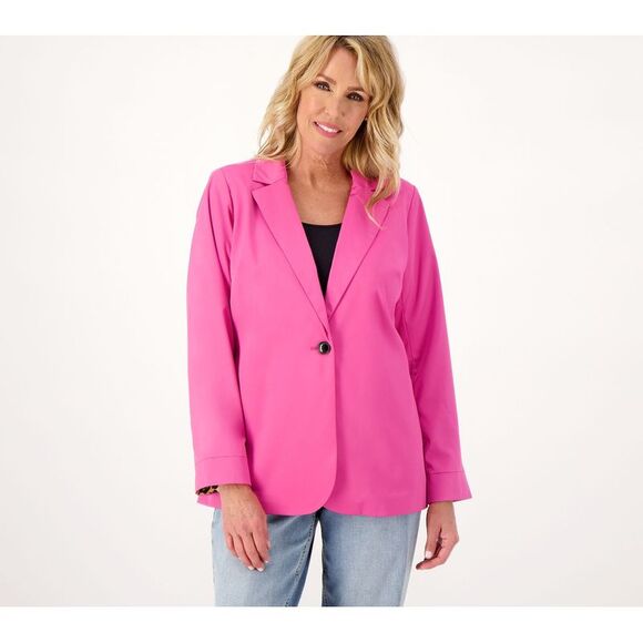 Belle by Kim Gravel Women's Jacket Sz L Michelle Floral Chalk Pink A302641 - Picture 1 of 4